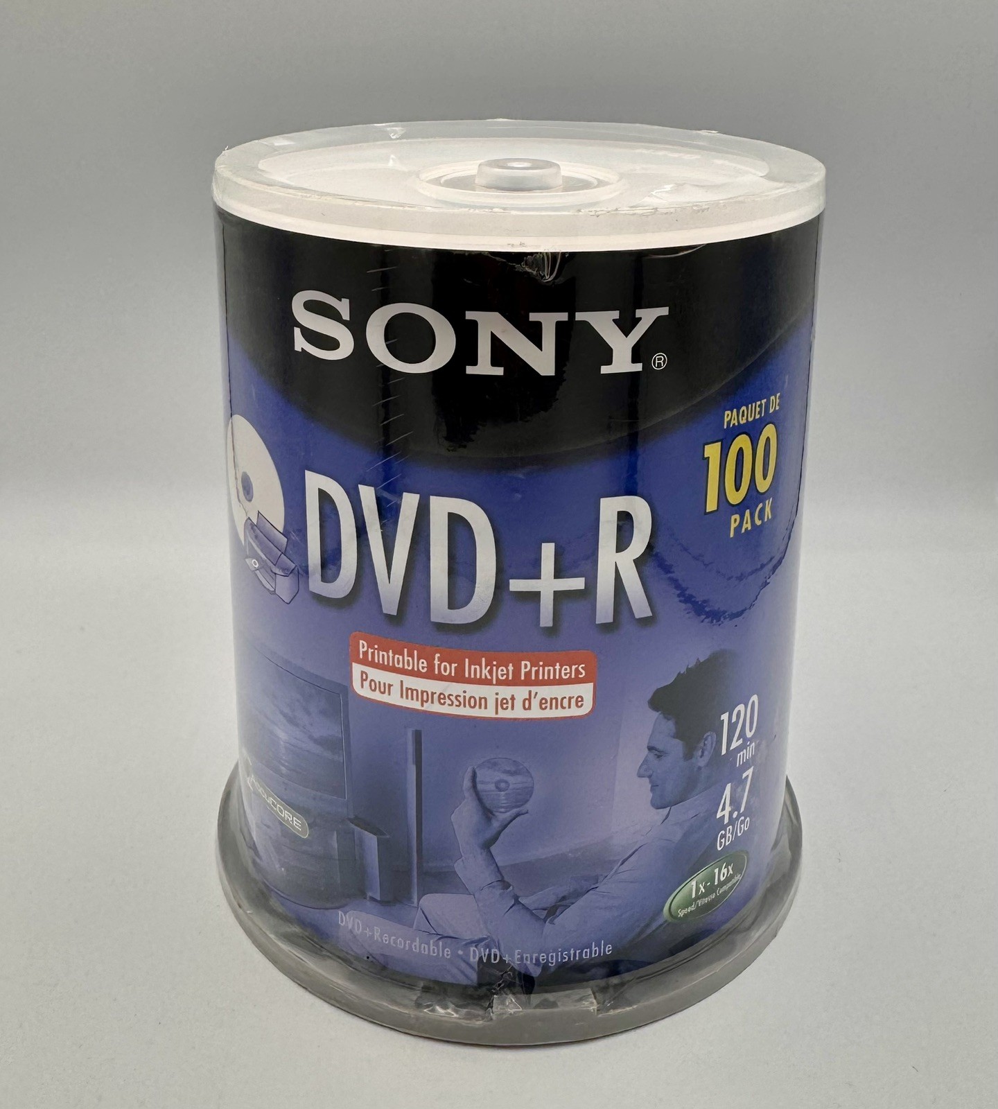 Sony DVD+R Printable Blank Discs 120 Min. 4.7 GB 16x 100-Pack Packaging Tore 