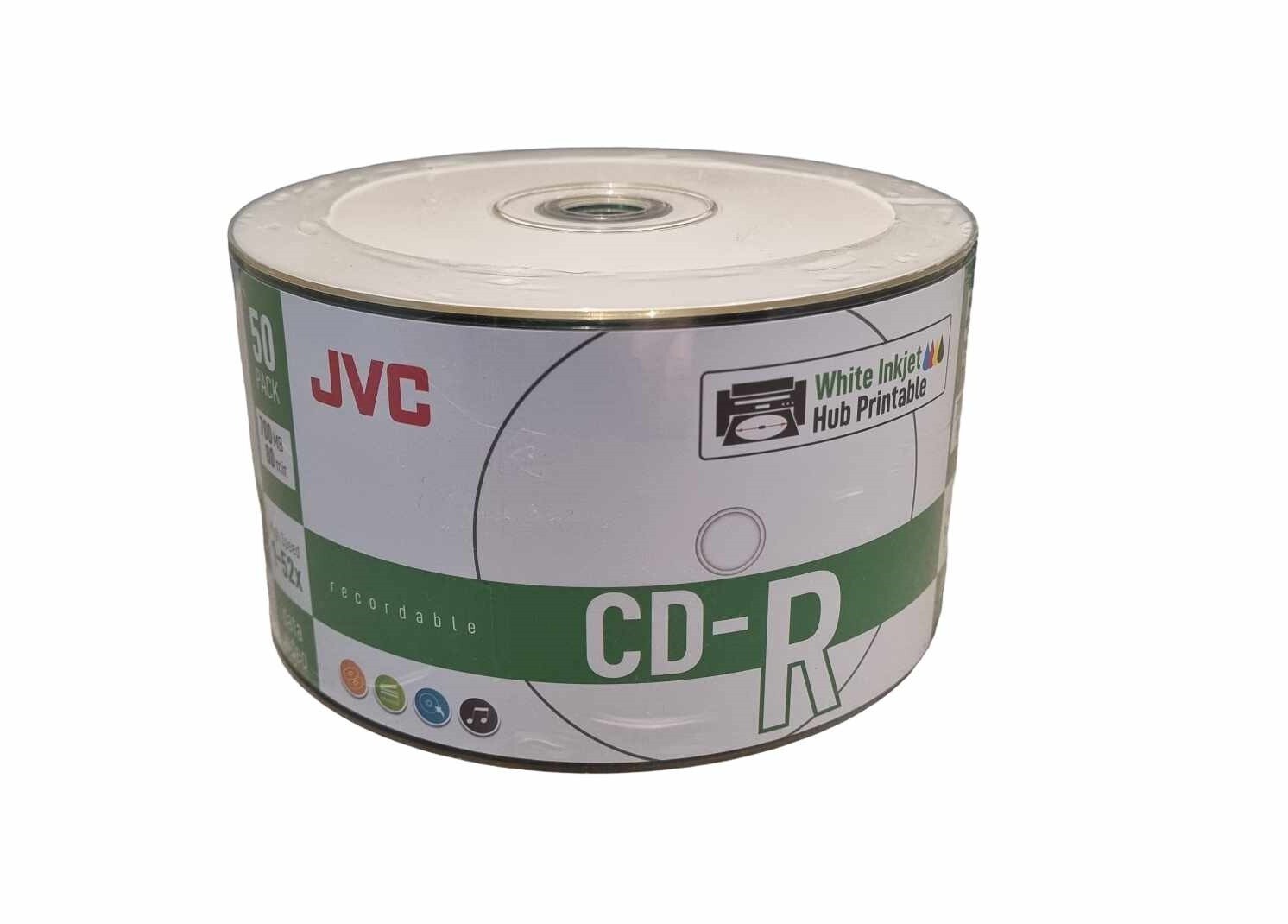 50 x JVC Professional Grade CD -R 52X - Full Hub White Inkjet Printable CDR