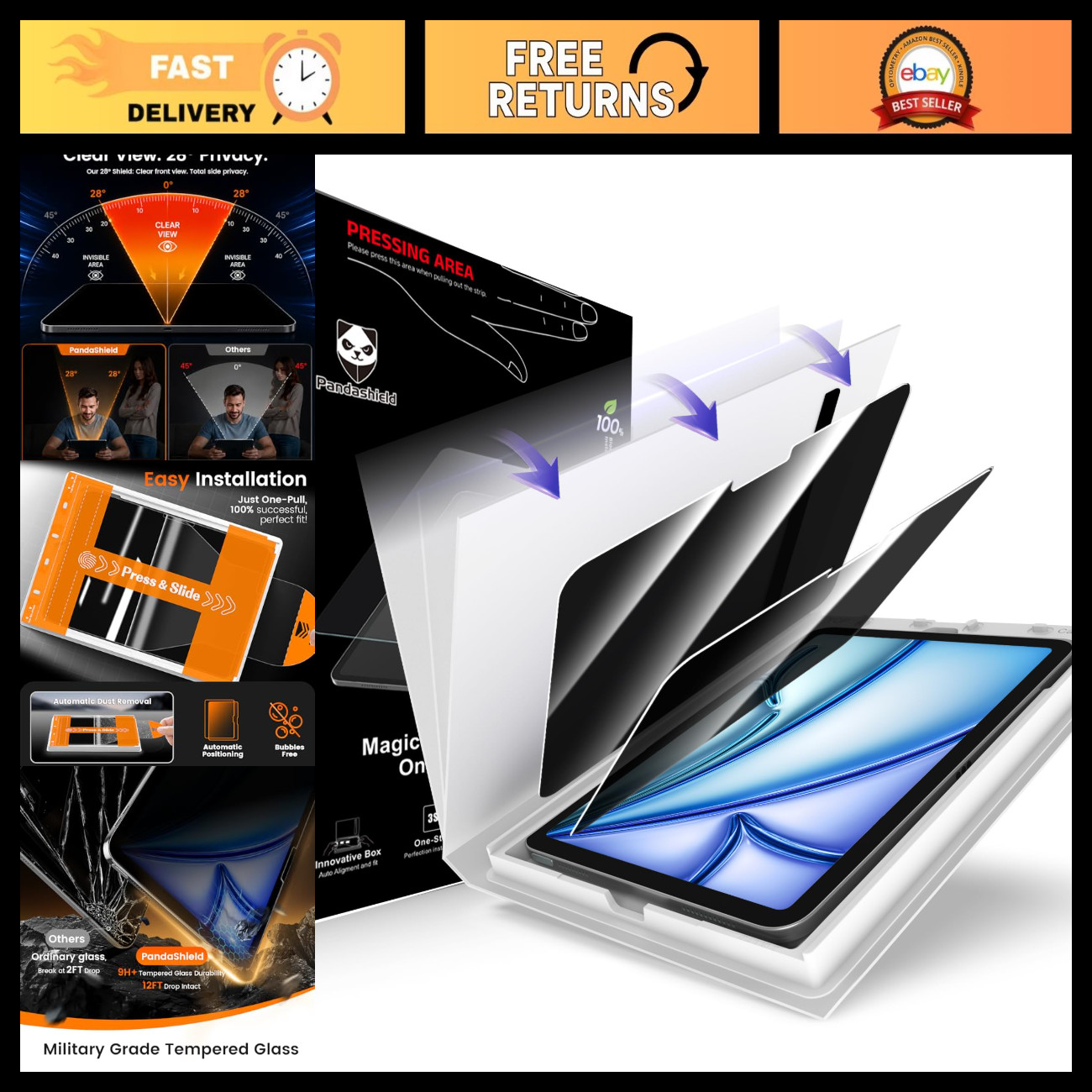 2-Pack Privacy Screen Protector for iPad Air 11" - Anti-Glare, Scratch Resistant