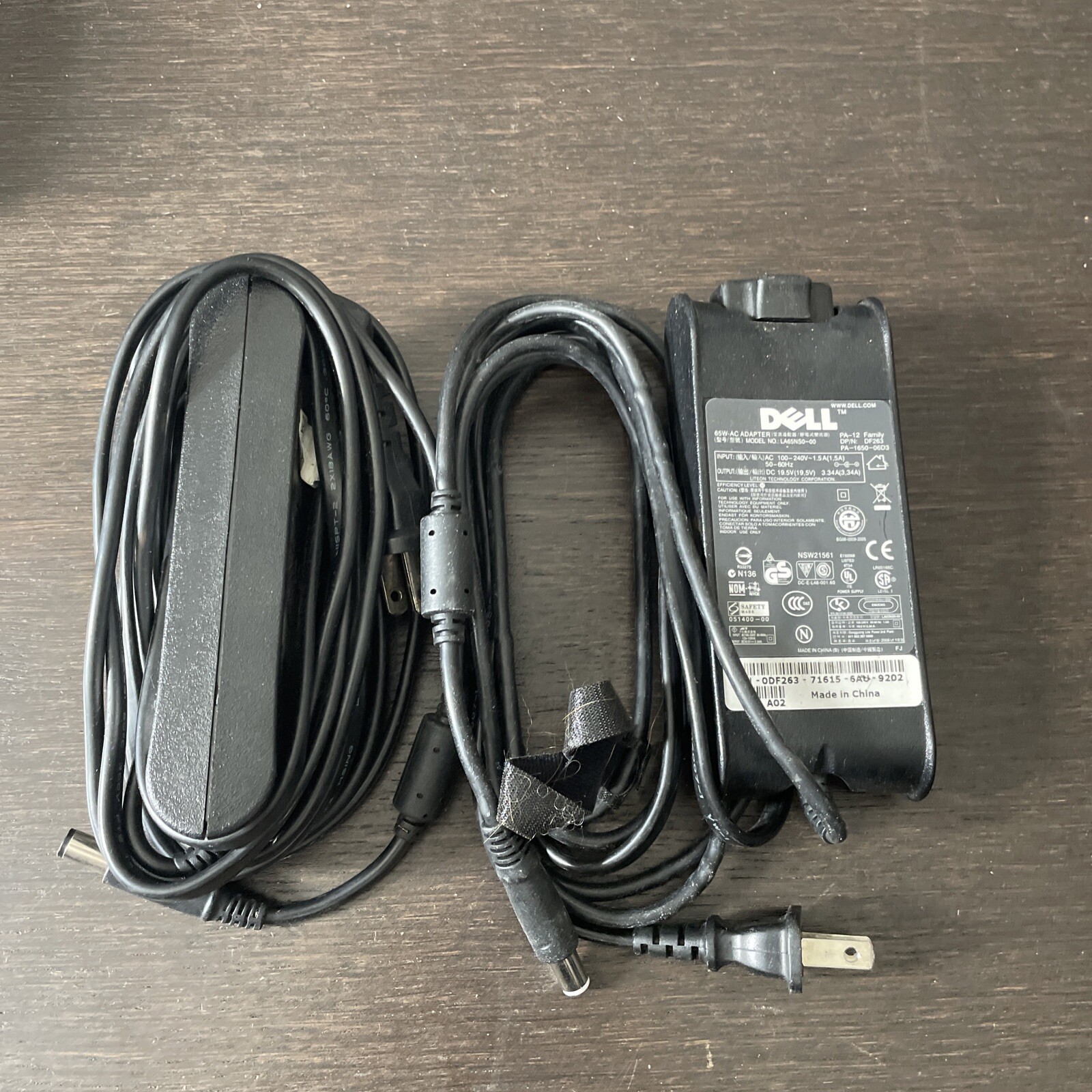 Genuine Dell Laptop 65W AC Adapter Charger Model LA65NS0-00 Untested Lot Of 2