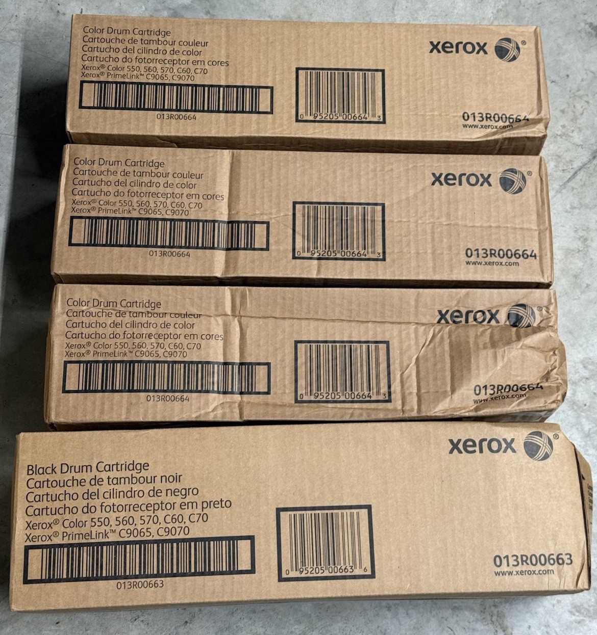Xerox 013R00664, 013R00663  Drum Unit for Xerox color 550 570,C60 Lot Of 4