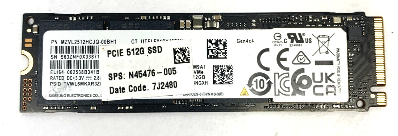 512GB SSD Laptop NVMe Solid State Drive PCIe-4x4 2280 NVMe M.2 HP N45476-005
