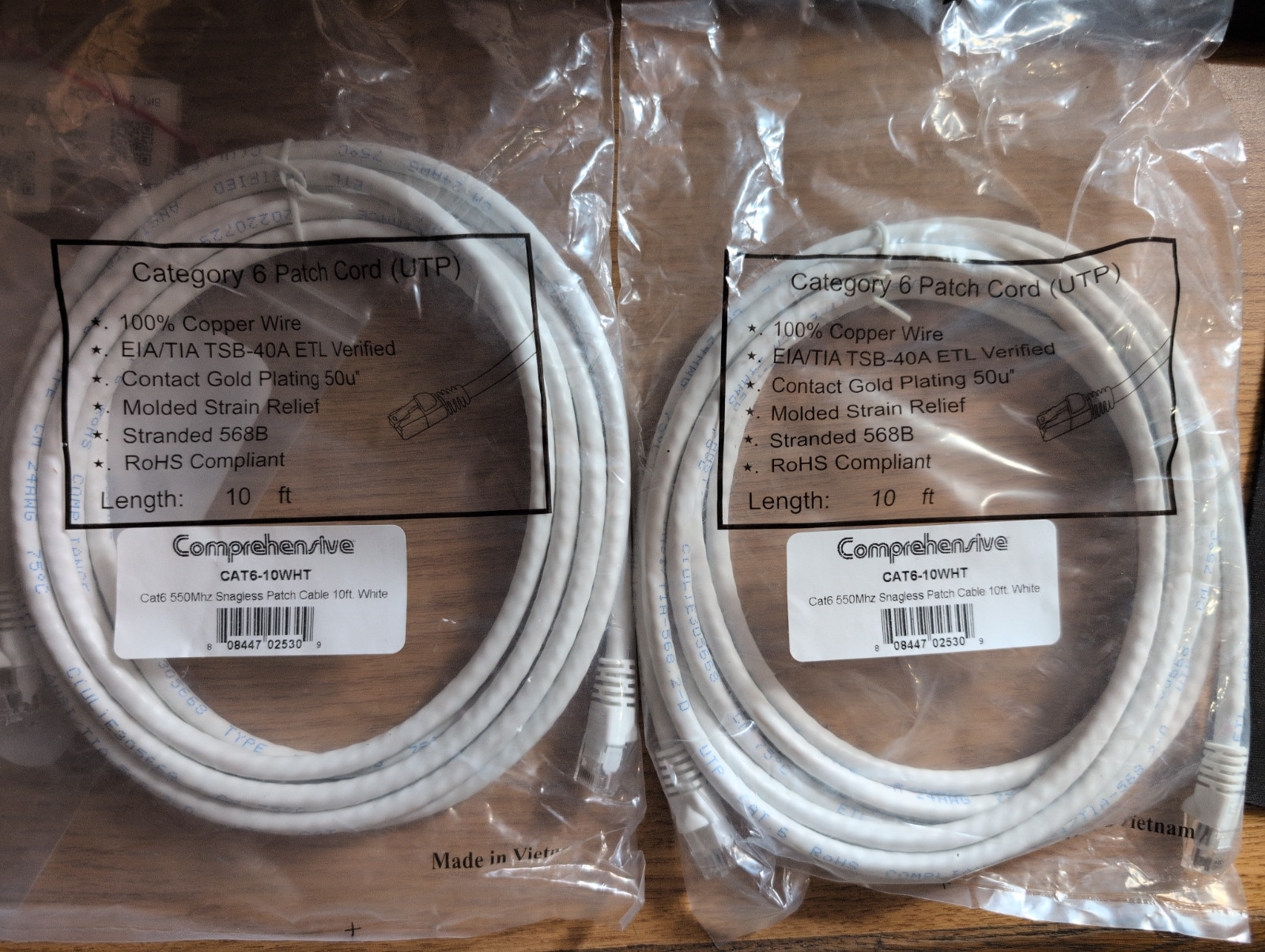COMPREHENSIVE CABLE CAT6-10WHT RJ-45 CABLE