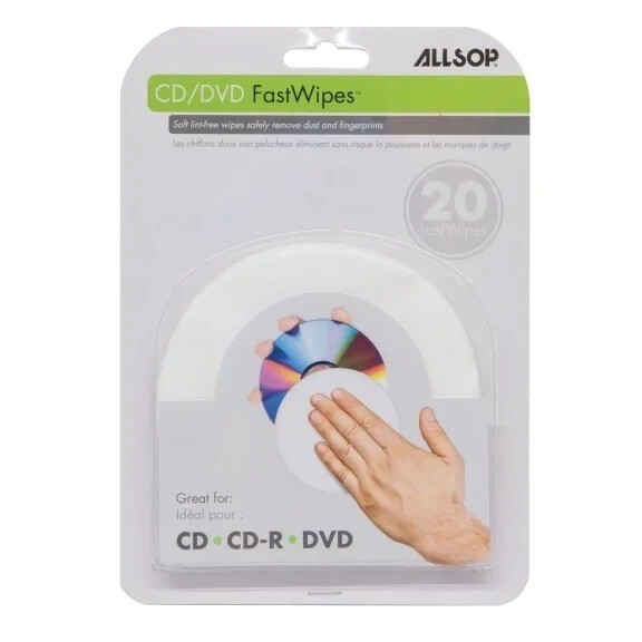 Allsop CD+R/RW DVD+R/RW Fast Wipes Cleaners Removes Dust Fingerprints