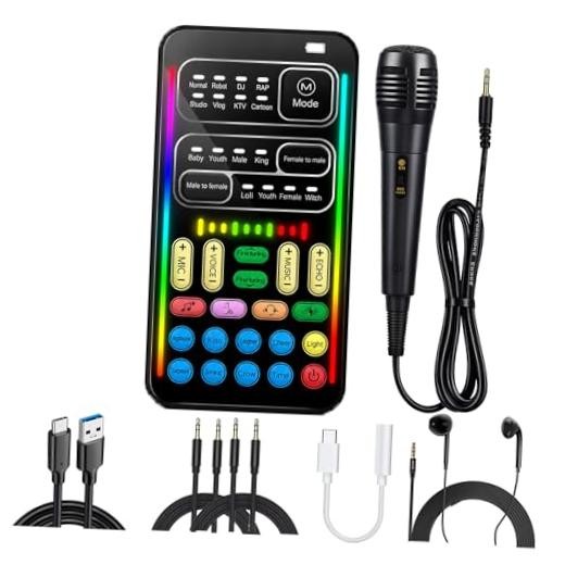 I9 Voice Changer Sound Card Kit with Microphone & Monitor Earphone | Real-Time