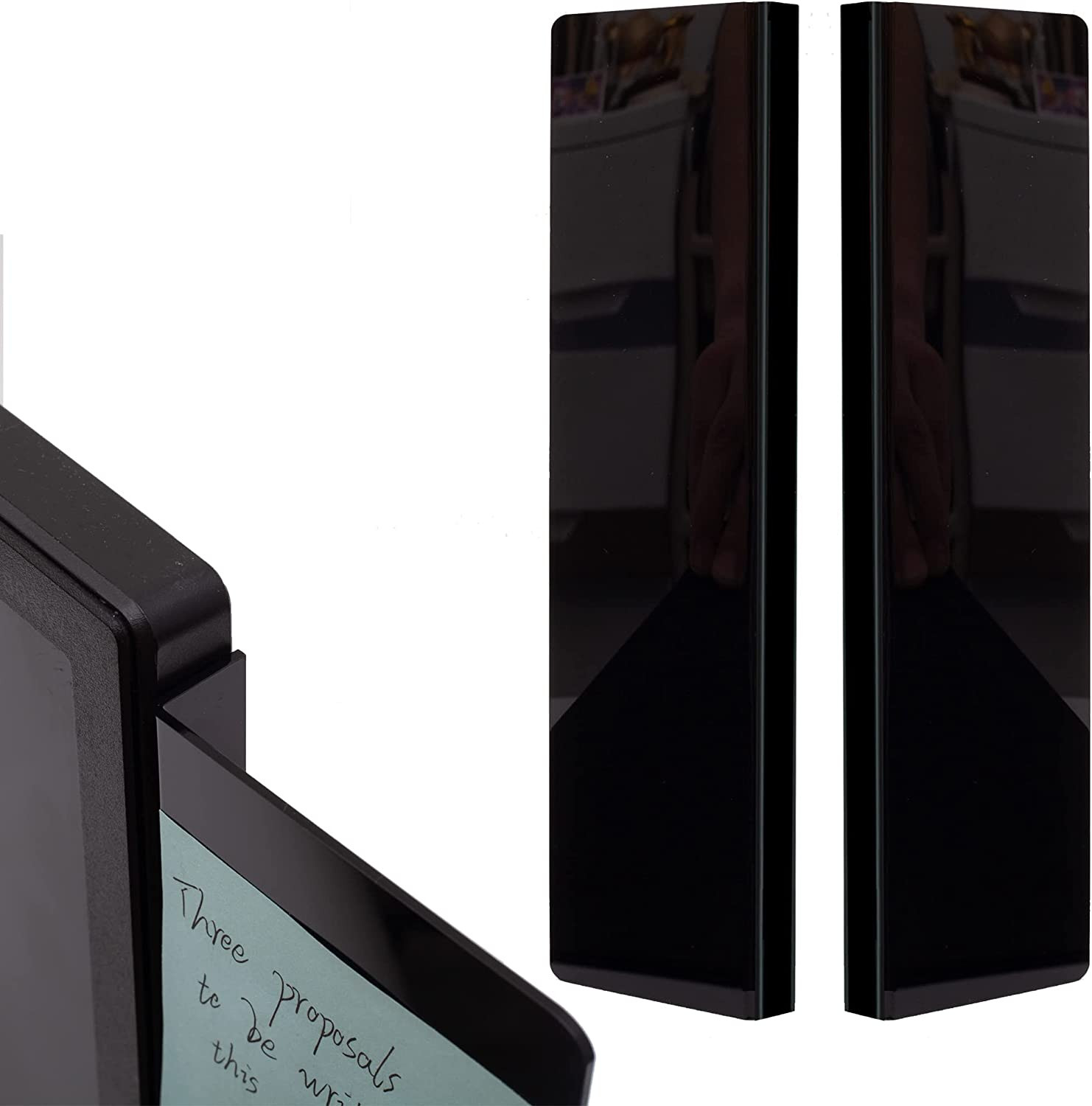 2 Pack Black Computer Monitor Memo Board for No Edge Monitors,Monitor Sticky Not