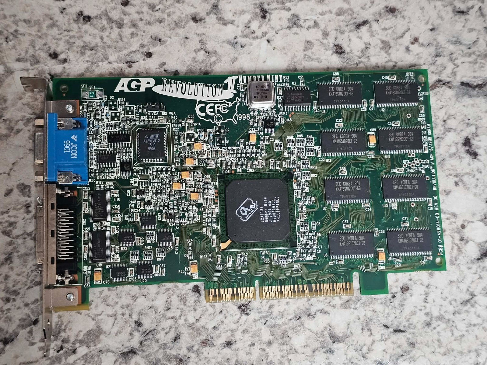 Rare Retro Gaming AGP Revolution IV Number Nine 32MB SDRAM AGP VGA Graphics Card