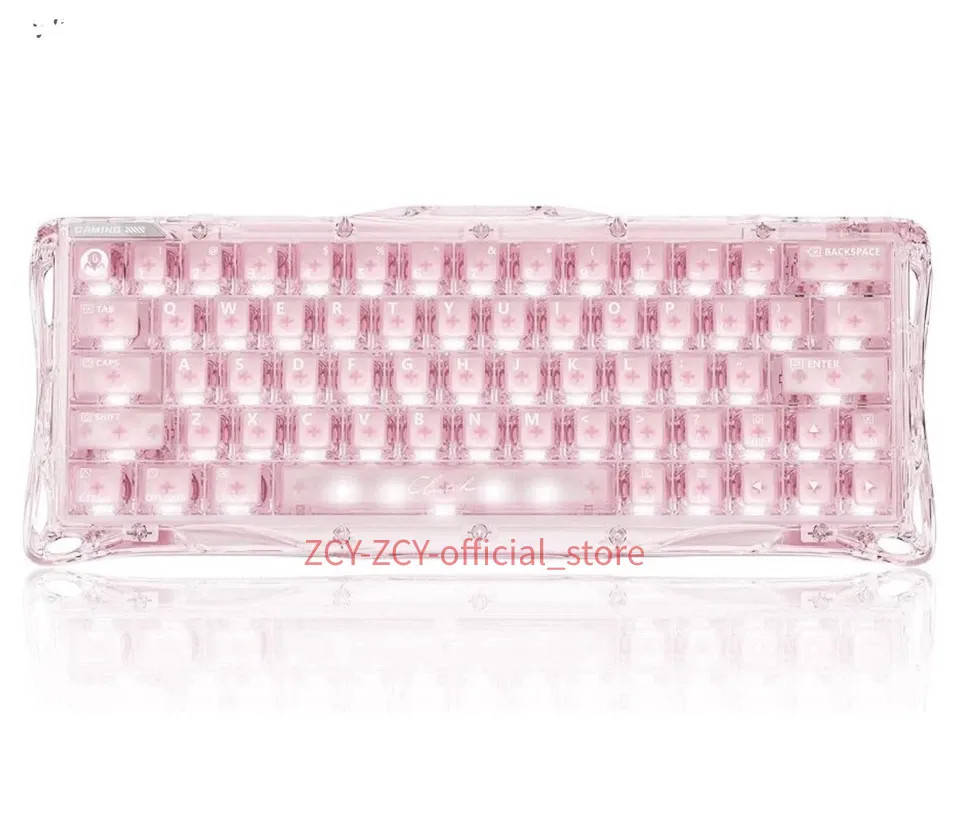 GravaStar V60 Hidden Magnetic Axis Keyboard RGB Light Effect Transparent Pink