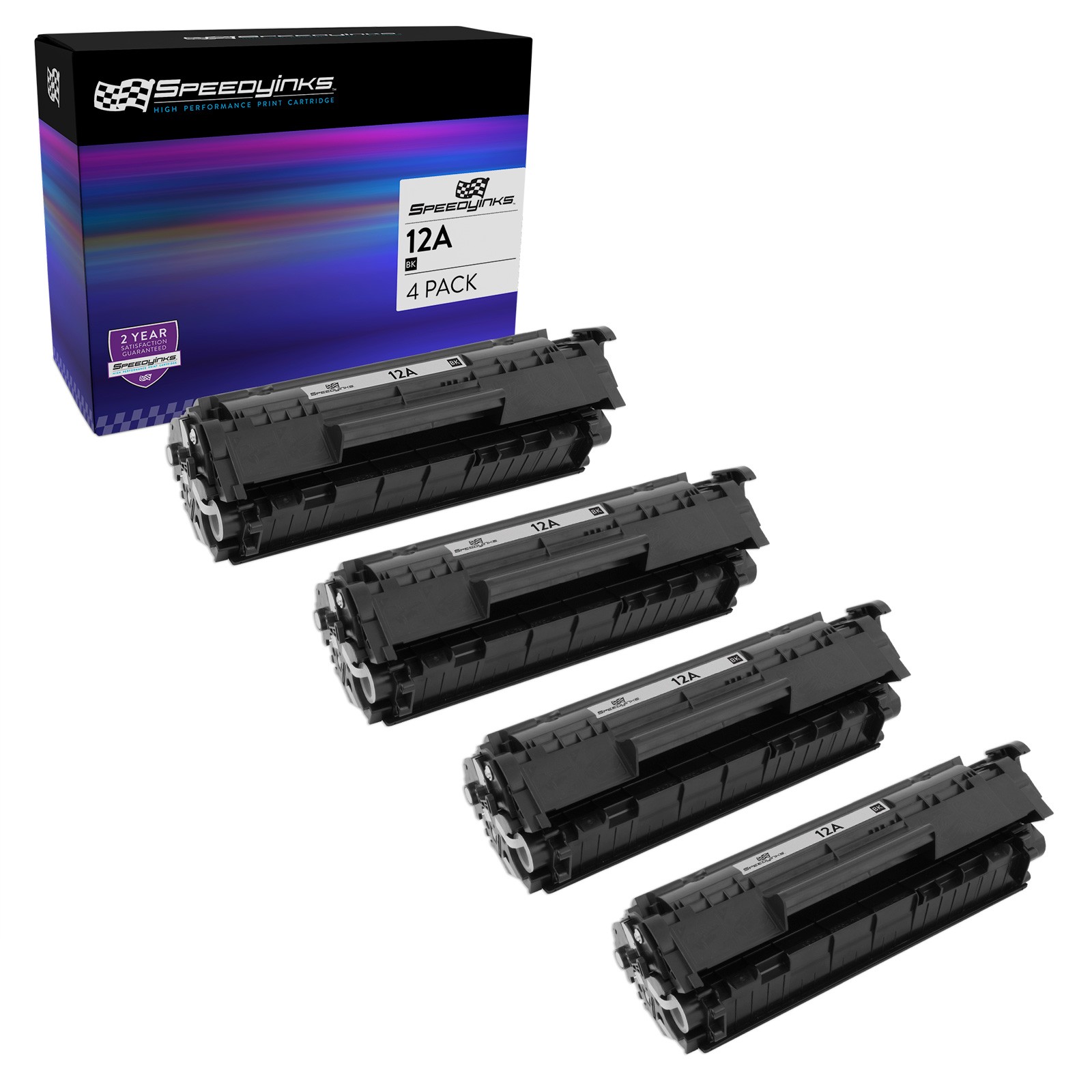 SPEEDYINKS Compatible Replacement for HP 12A Black Toner Cartridge (4-Pack)
