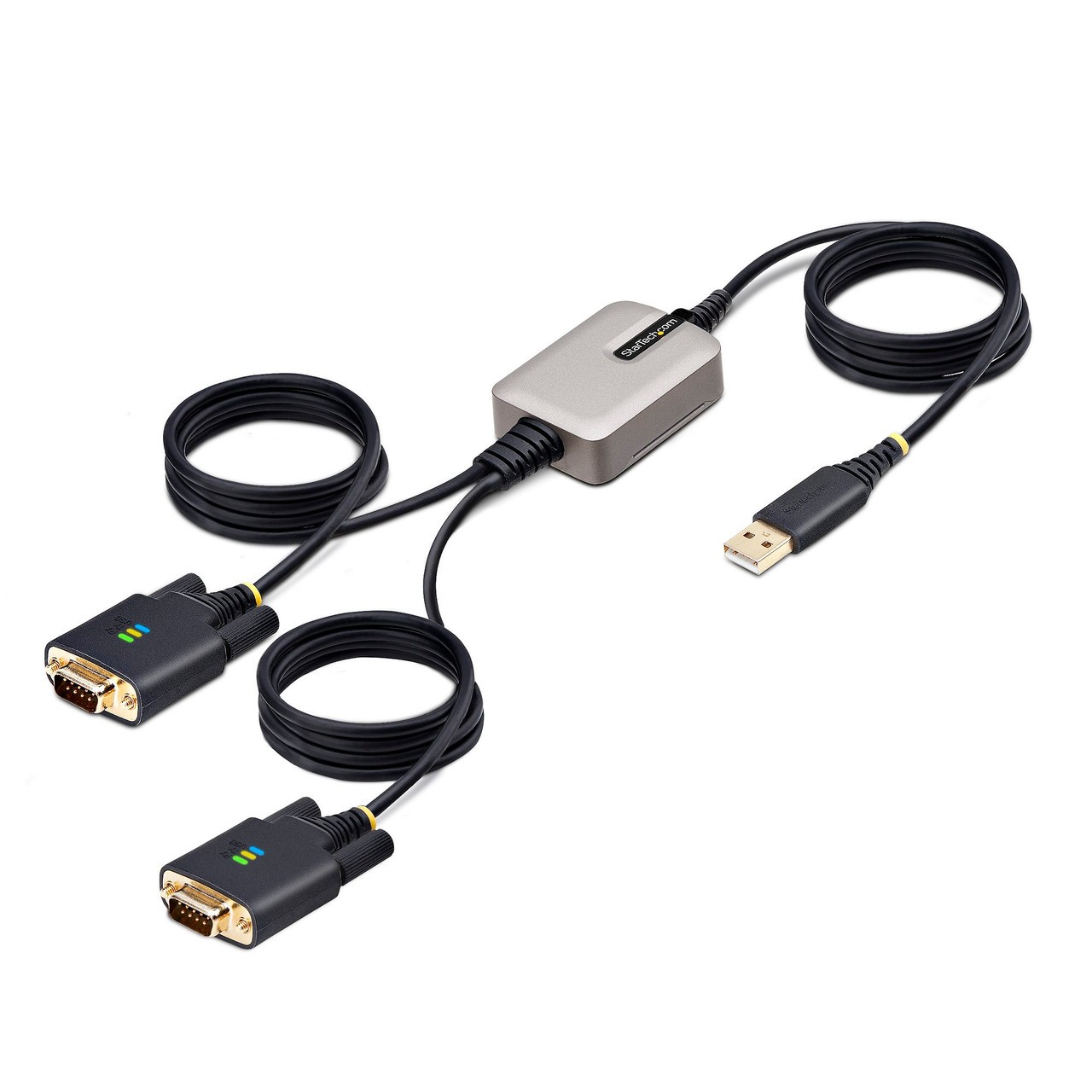 StarTech 13ft (4m) 2-Port USB to Serial Adapter Cable, COM Retention, FTDI, D...