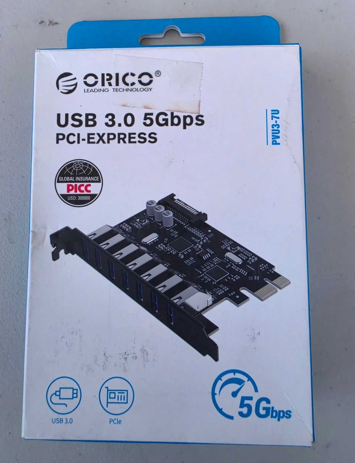 ORICO PVU3-7U USB 3.0 5Gbps PCI Express 7-Port Expansion Card