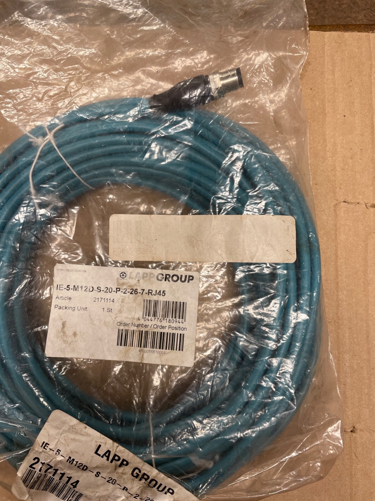 LAPP GROUP IE-5-M12D-S-20-P-2-26-7-RJ45 approximatley 65' 