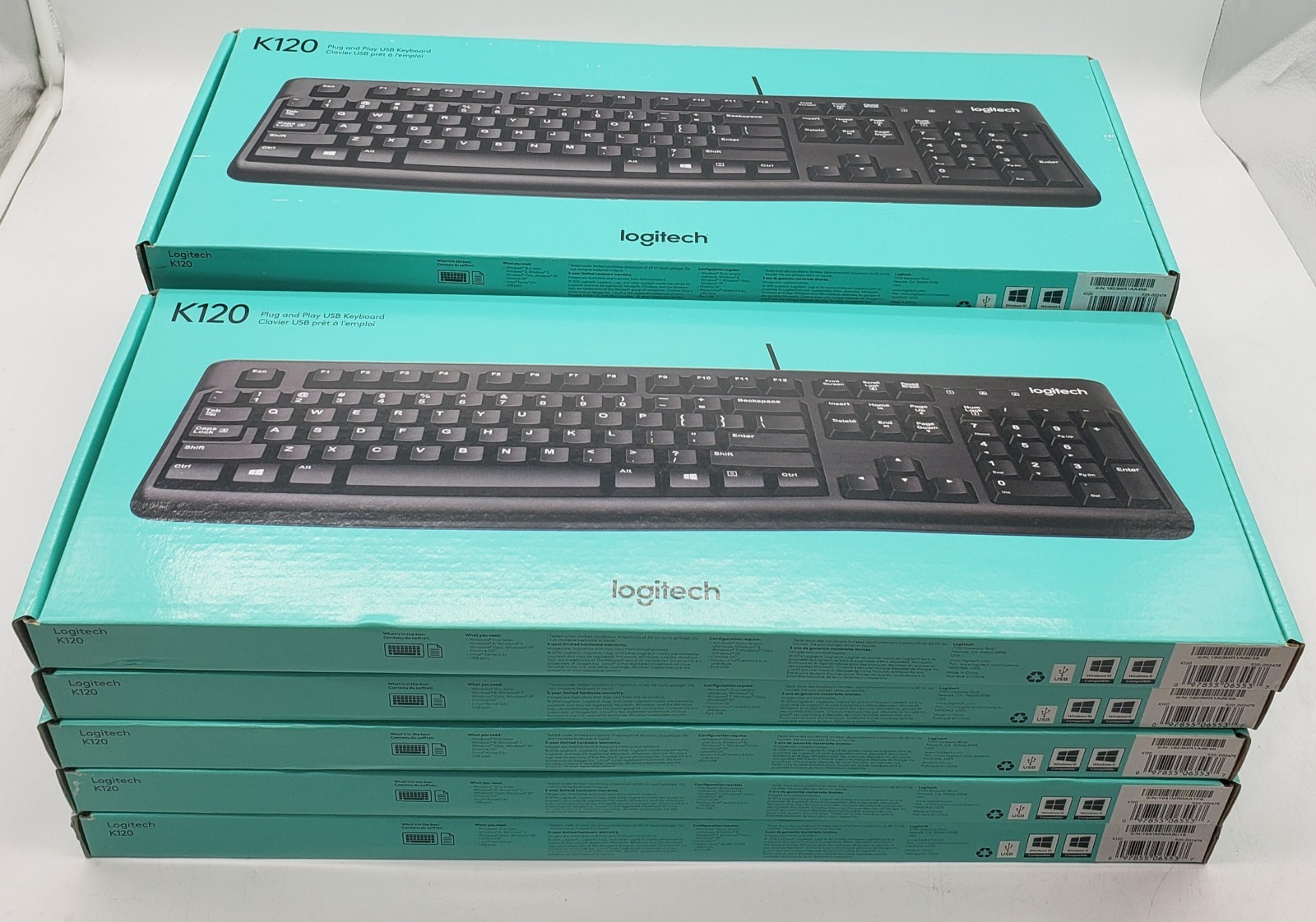 Lot Of (11) Logitech - K120 Full-size Play USB ,Wired Membrane Keyboard for PC