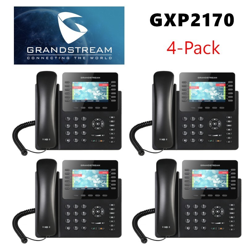 4 Pack Grandstream GXP2170 12-Line Office Phone Color Display Dual Gigabit