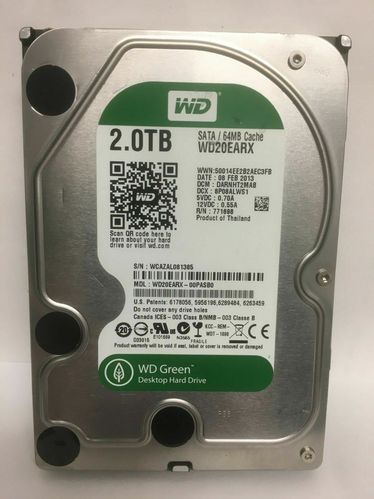 Western Digital Caviar 2TB Internal 3.5" (WD20EARX) SATA HDD WD Green DVR VIDEO