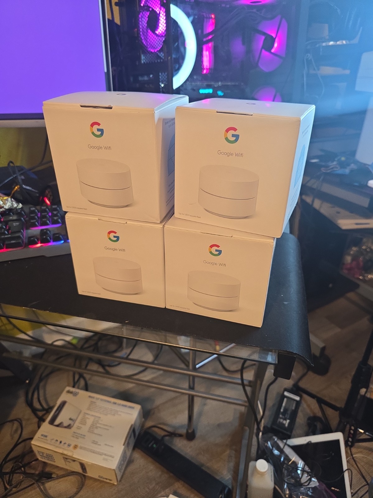 Lot 4 Google WiFi Point AC1200 Router GA02430-US Wi-Fi Snow White New...