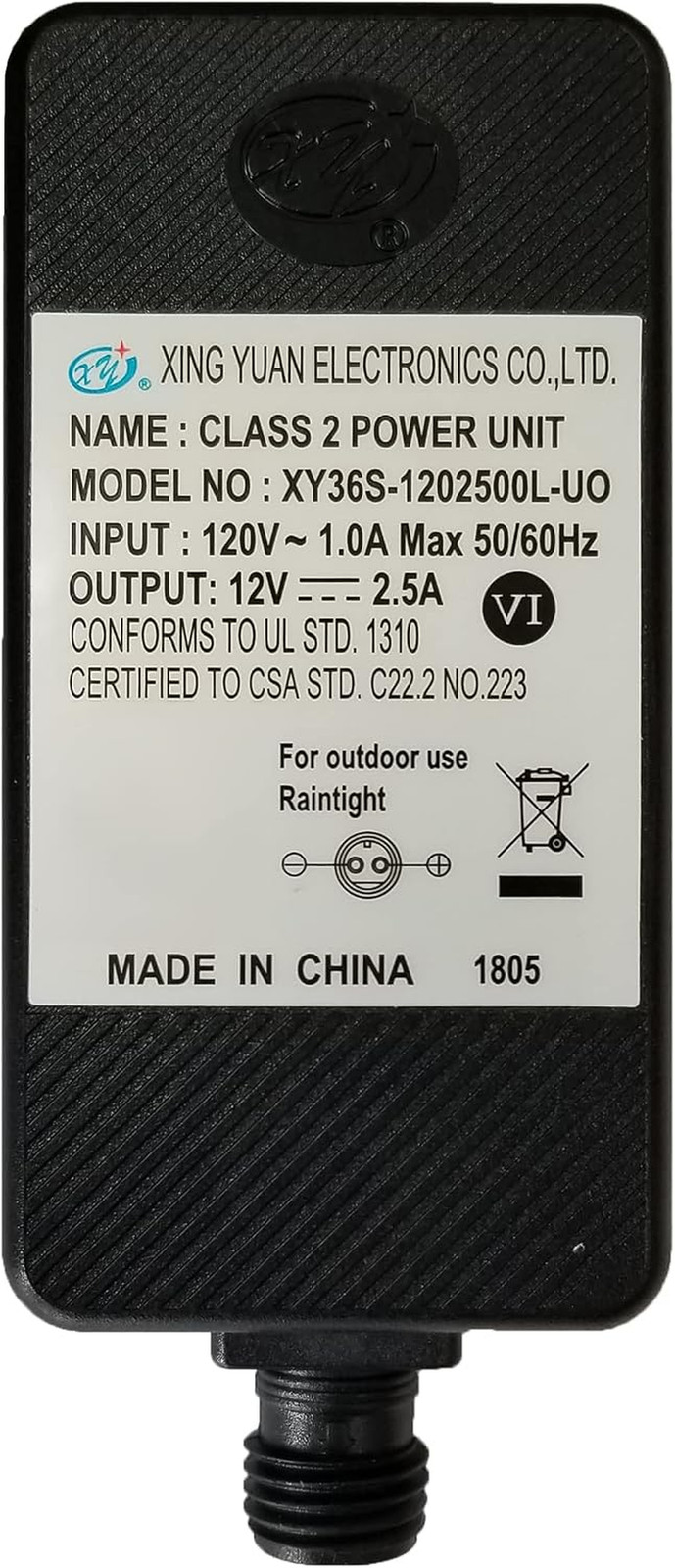Replacement 12Vdc 2.5A Inflatable Adapter ETL Listed Power Supply