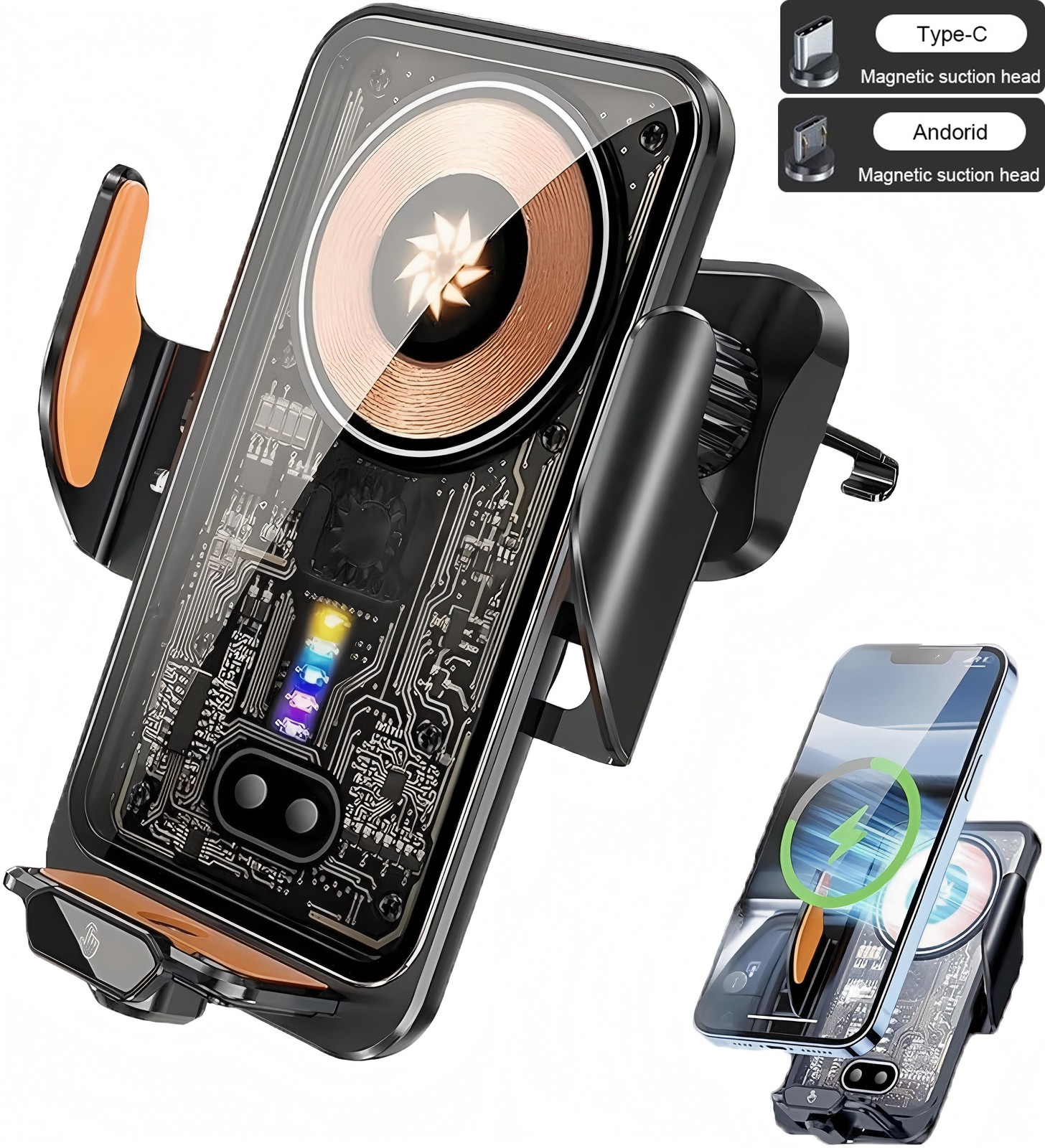 120W Phone Charger Fast Wireless Automatic Air Vent Secure Mount Clamp Holder US