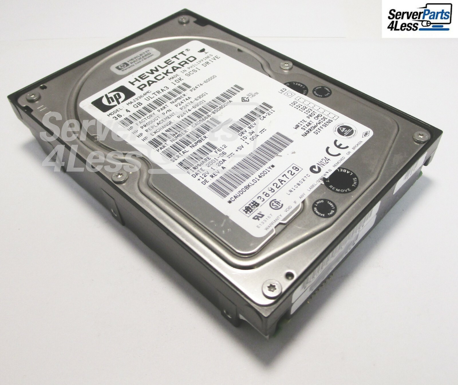 P2474A HP 36.4GB 10K RPM Ultra3 SCSI 3.5” Hard Drive