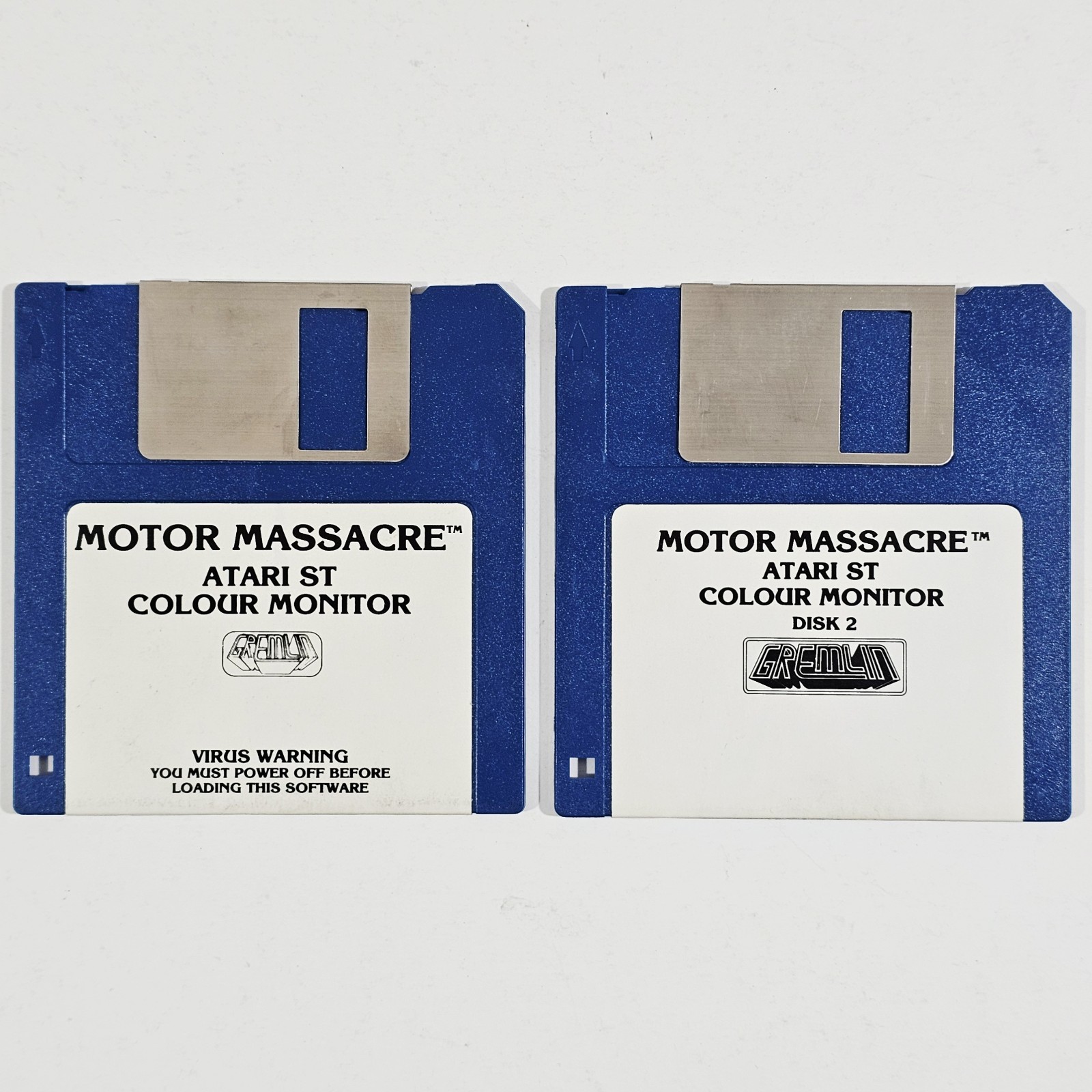©1988 GREMLIN Retro ATARI ST 520 1040 Computer Game Disks MOTOR MASSACRE Racing