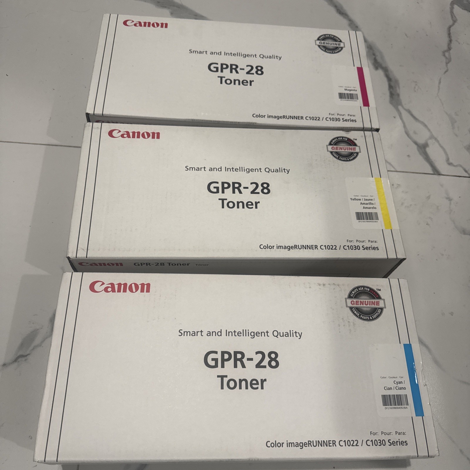 Canon GPR-28 Toner Cartridge Set Yellow Magenta Cyan for C1022 Series New