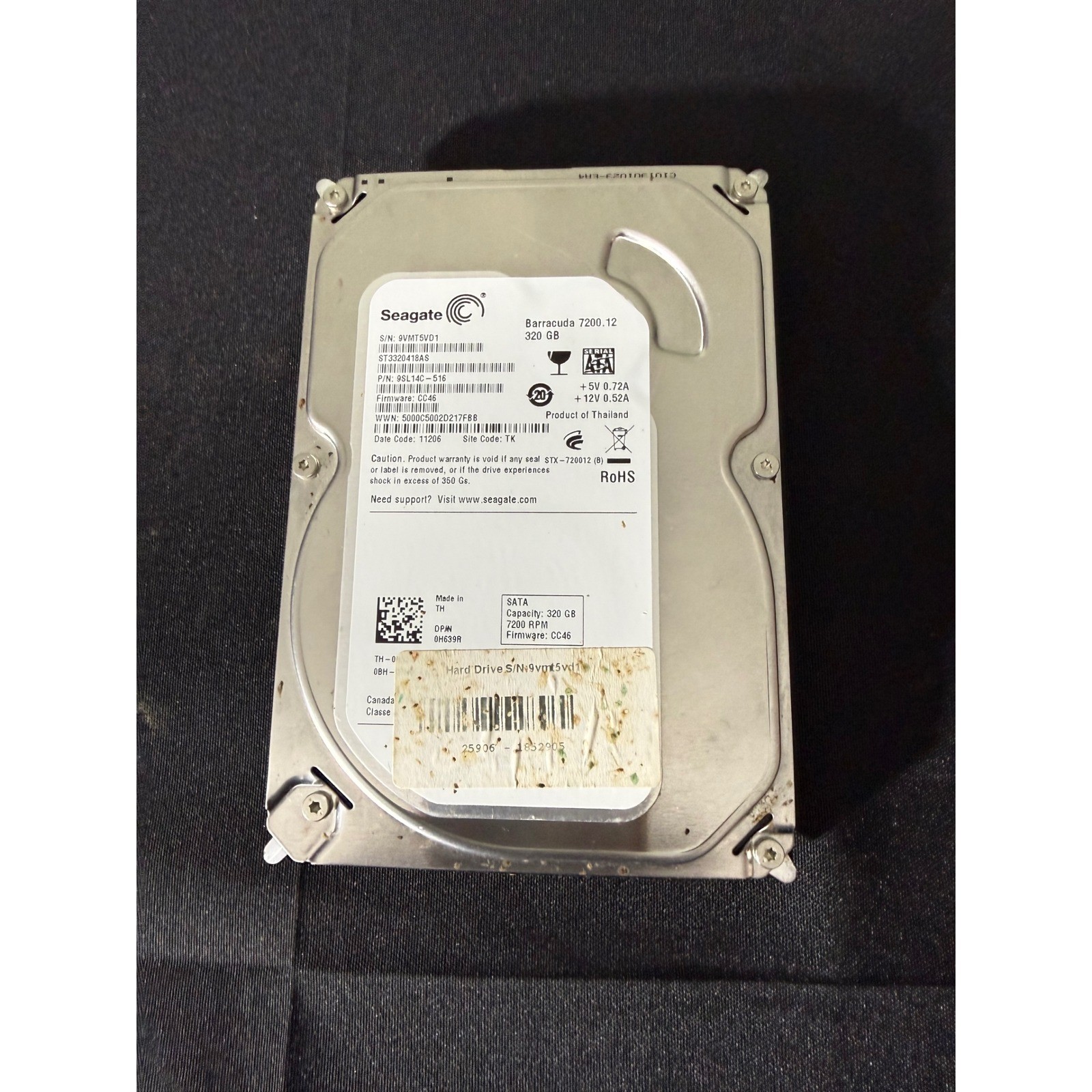 Seagate Barracuda 7200.12 320GB Silver Excellent ST3320418AS SATA 3.5 HDD