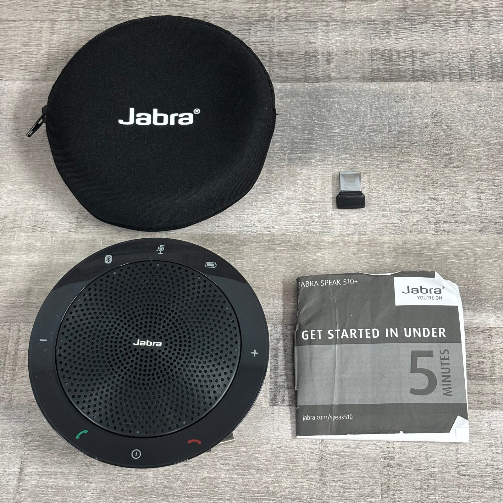 Jabra Speak 510+ PHS002W Portable USB & Bluetooth Speakerphone w/ Dongle -TESTED