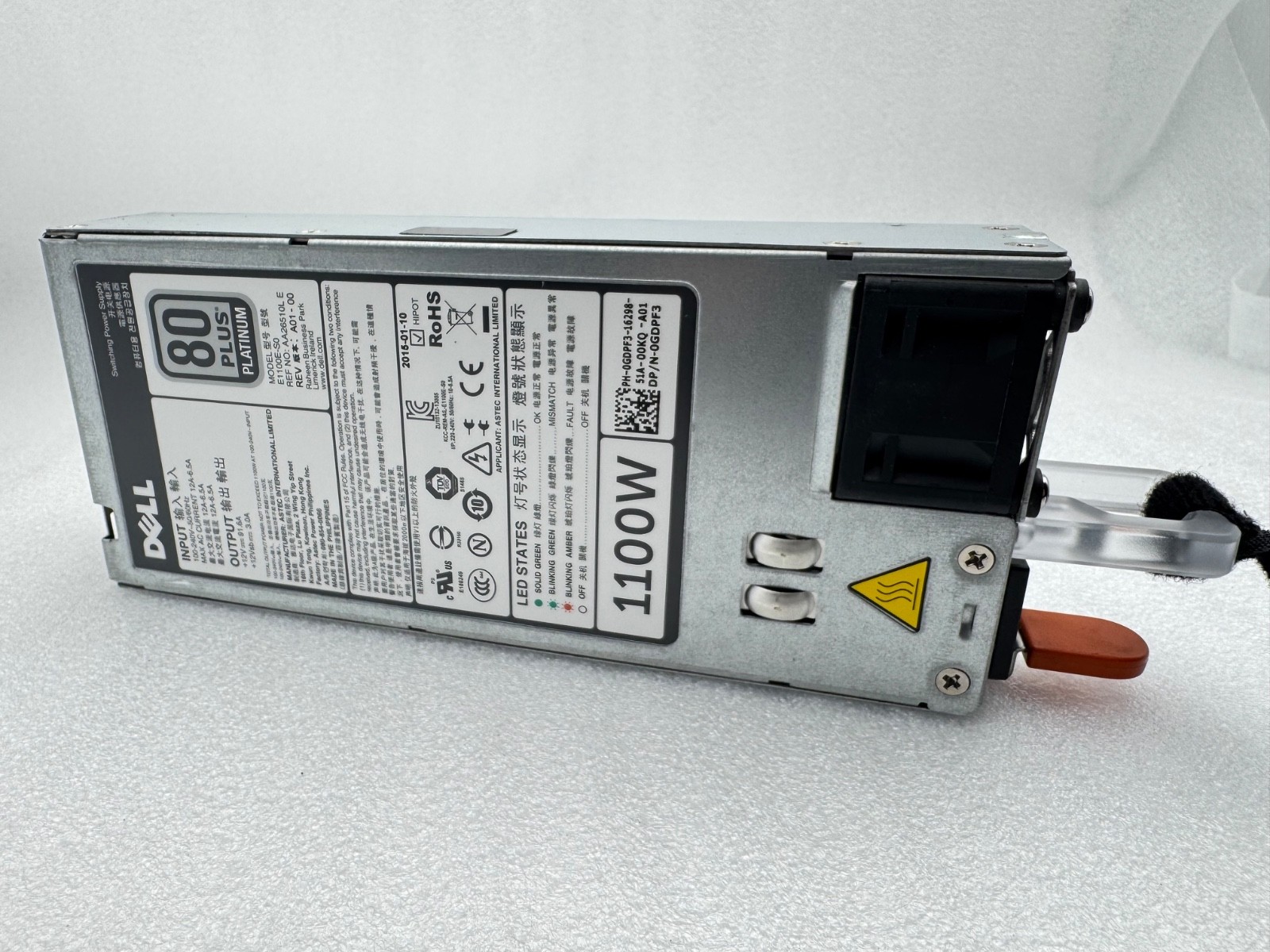 Dell 1100W 80Plus Platinum Switching Power Supply GDPF3 PowerEdge GEN12 R720 PSU