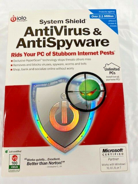 IOLO System Shield AntiVirus & AntiSpyware Unlimited PCs DVD NEW