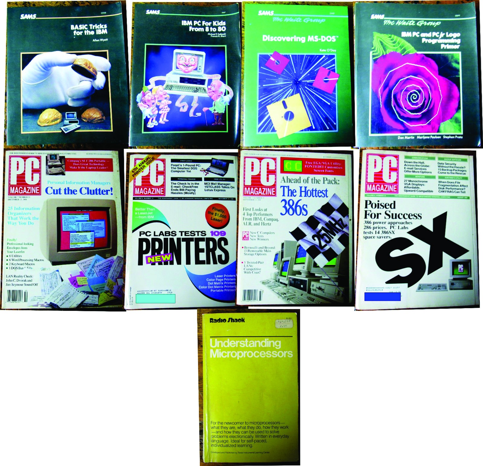 4 PC MAGAZINES 1980'S MIXED DATES AND YEARS PLUS 5 IBM,  DOS & COMPUTER BOOKS