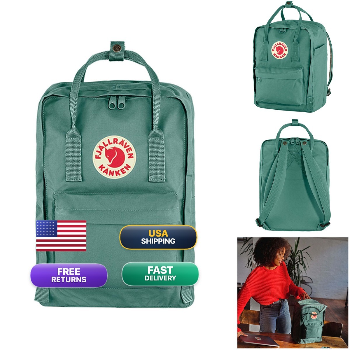 Fjällräven Kanken Laptop 15 Backpack - Padded Laptop Sleeve, Durable Vinylon