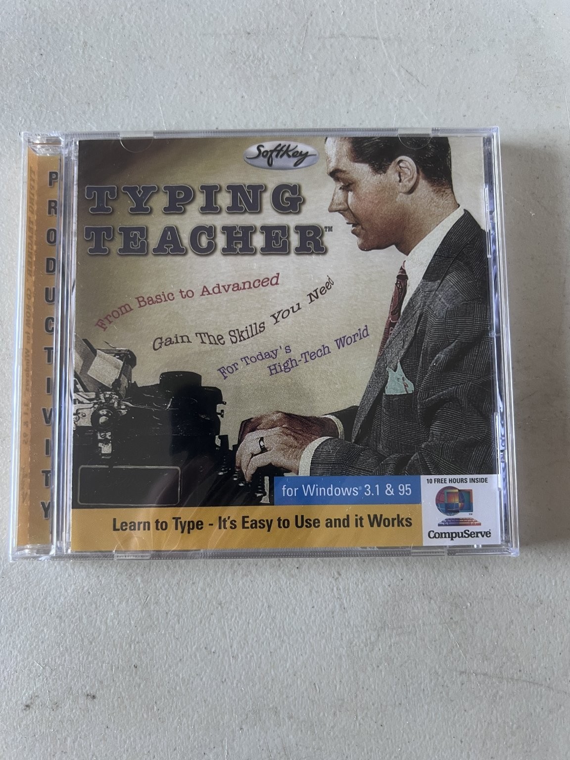 SoftKey Typing Teacher Software CD-ROM for Windows 3.1 & 95 Vintage 1996