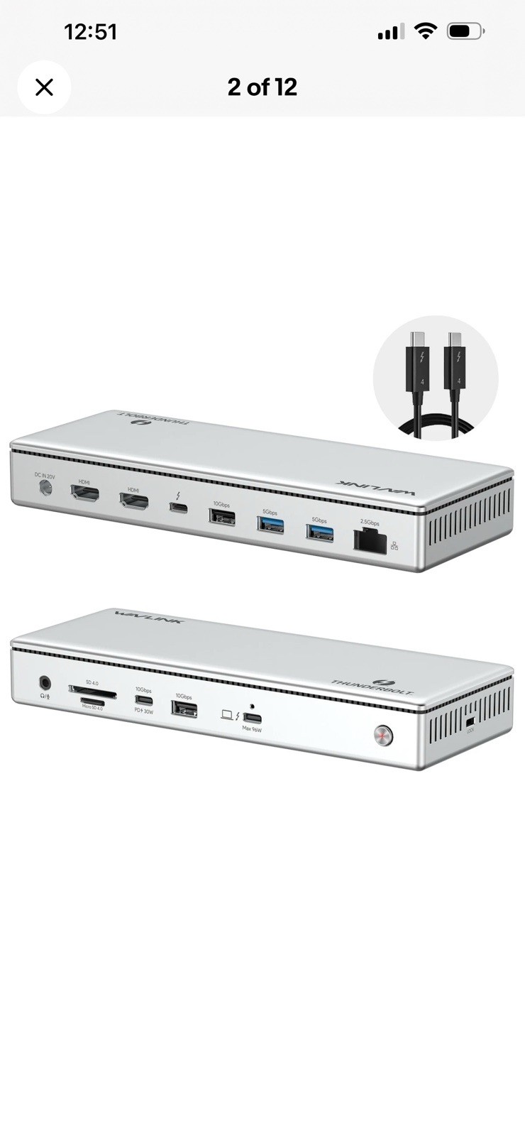 WAVLINK Thunderbolt 4 Triple Display Docking Station, WL-UTD45 NEW