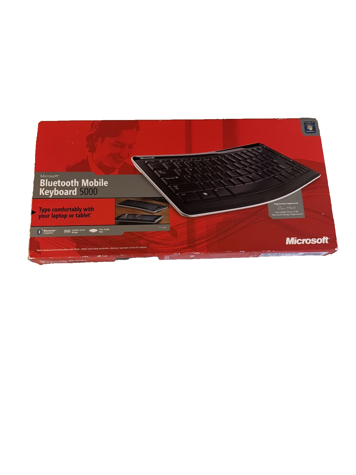 Microsoft Keyboard Black Bluetooth Mobile 5000 Comfort Curve Ergonomic 1390