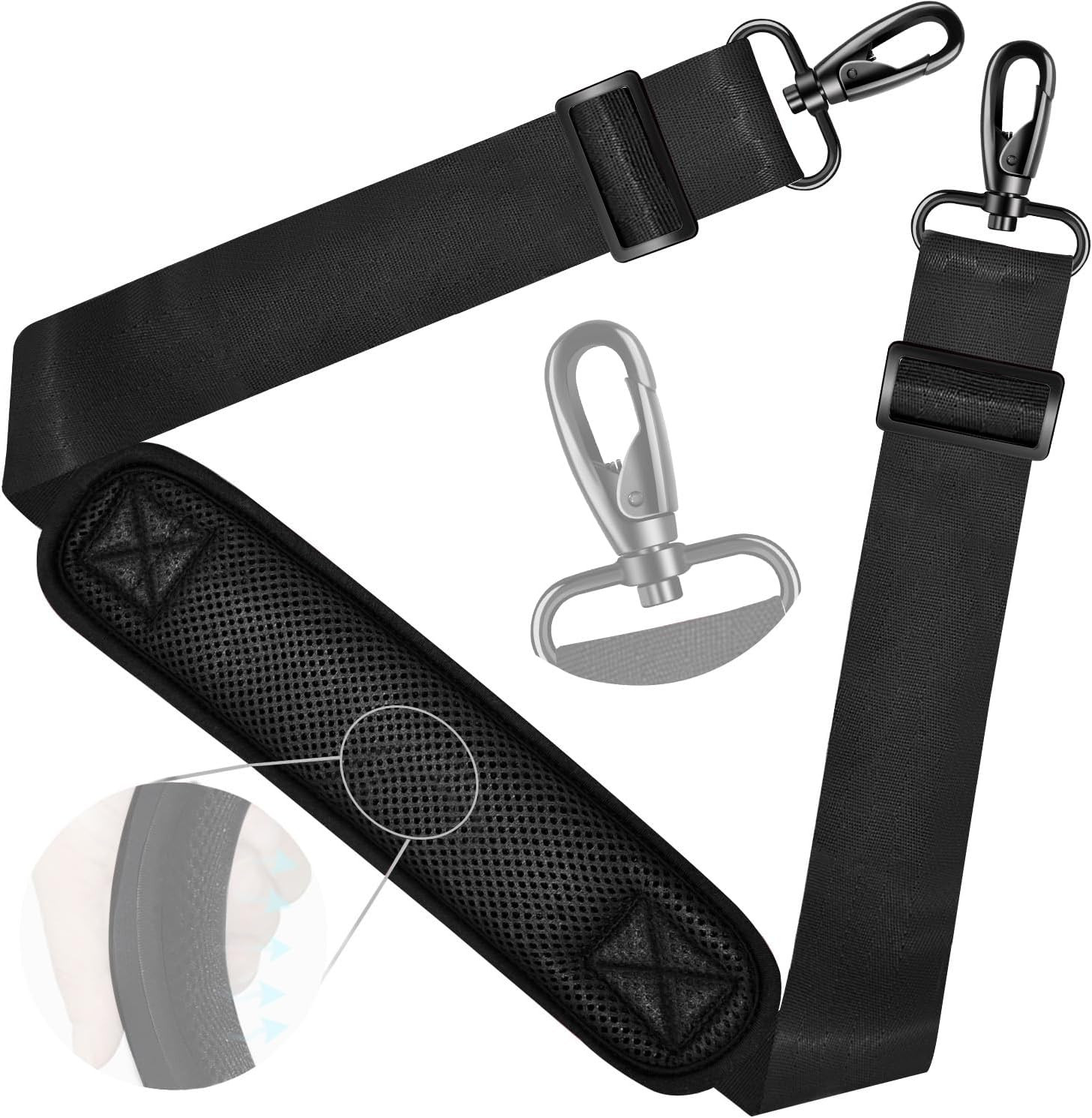 Shoulder Strap 59 Inch Universal Bag Strap with Ultra-Thick Fixed Breathable Pad