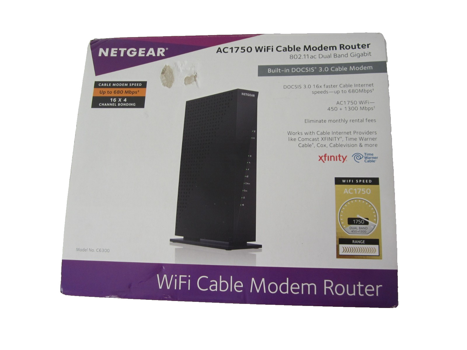 Netgear C6300 AC1750 Wi-Fi 5 DOCSIS 3.0 Cable Modem Router Combo New Open Box