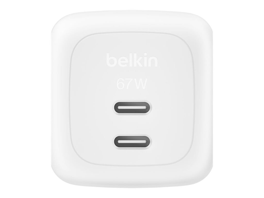 Belkin Dual USB-C Charger 67W PD PPS+2m Cable WCH020KQ2MWH-B6