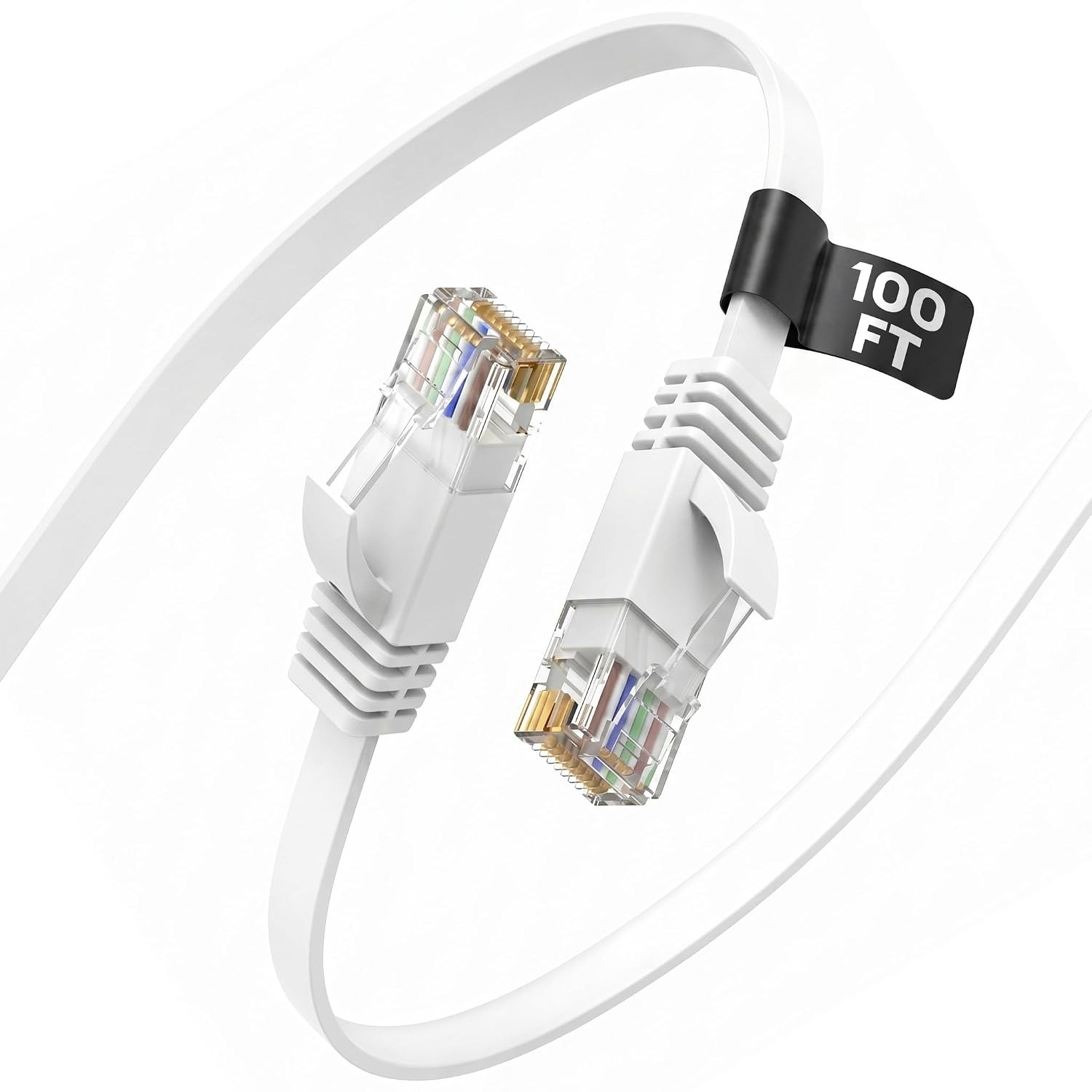 Flat Cat 6 Ethernet Cable 100 FT, 10Gbps Cat6 LAN Cable