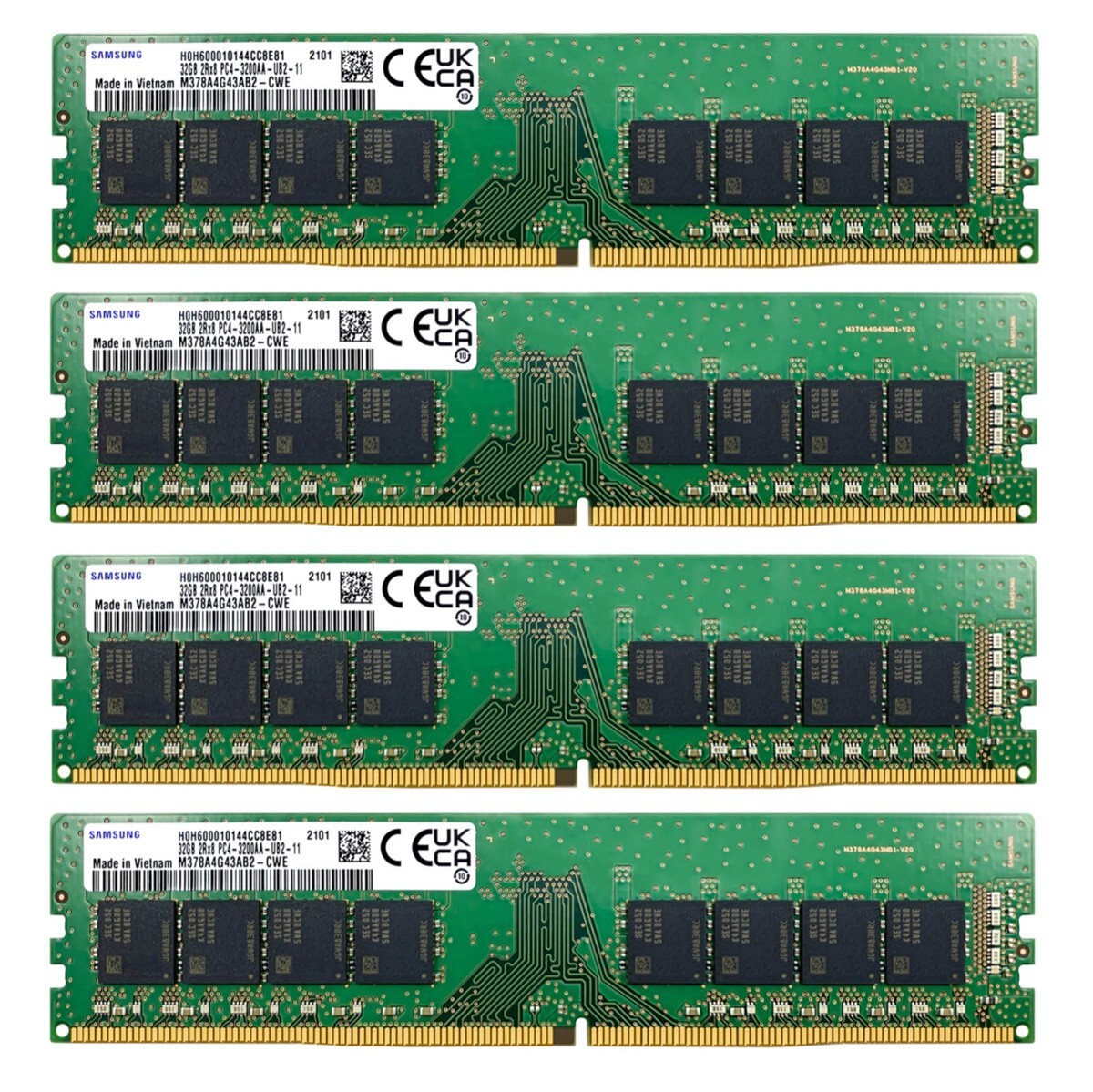 Samsung 128GB (4X 32GB) DDR4 3200MHz PC4-25600 UDIMM Memory Ram M378A4G43AB2-CWE