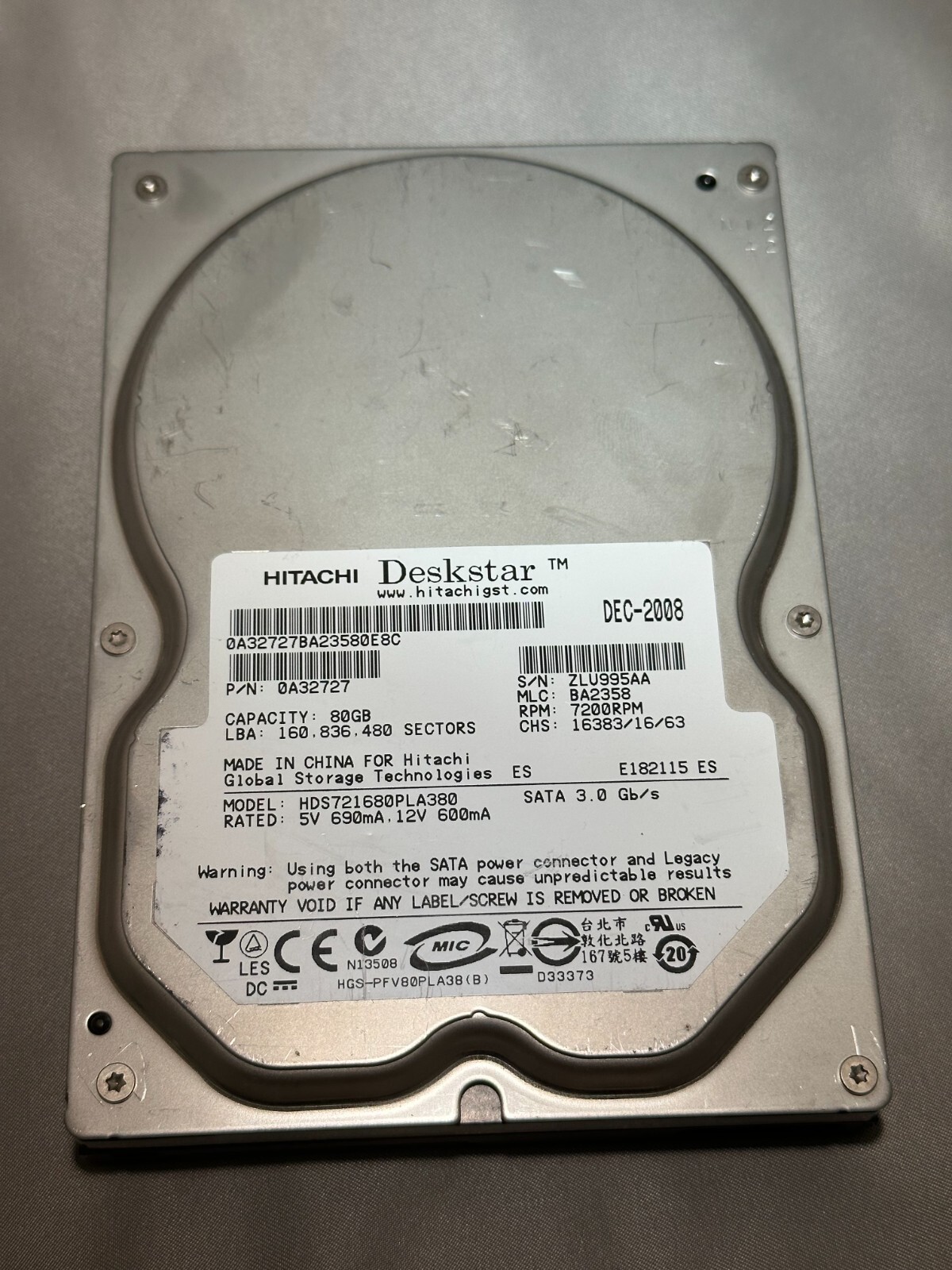 Hitachi Deskstar 80 GB 7200 RPM