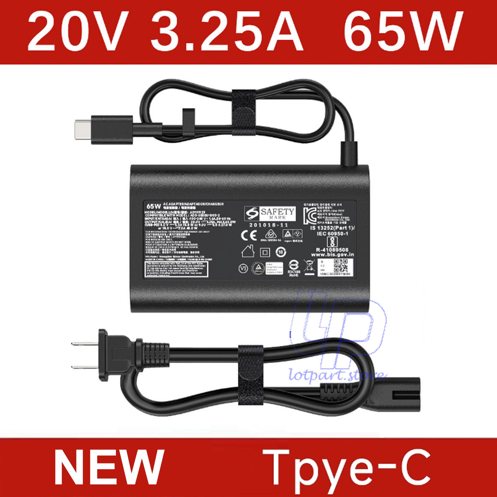65W AC Adapter For LG Gram 14" 14Z90R-K.ADB9U1 14Z90R-K.ARW5U1 Laptop Charger
