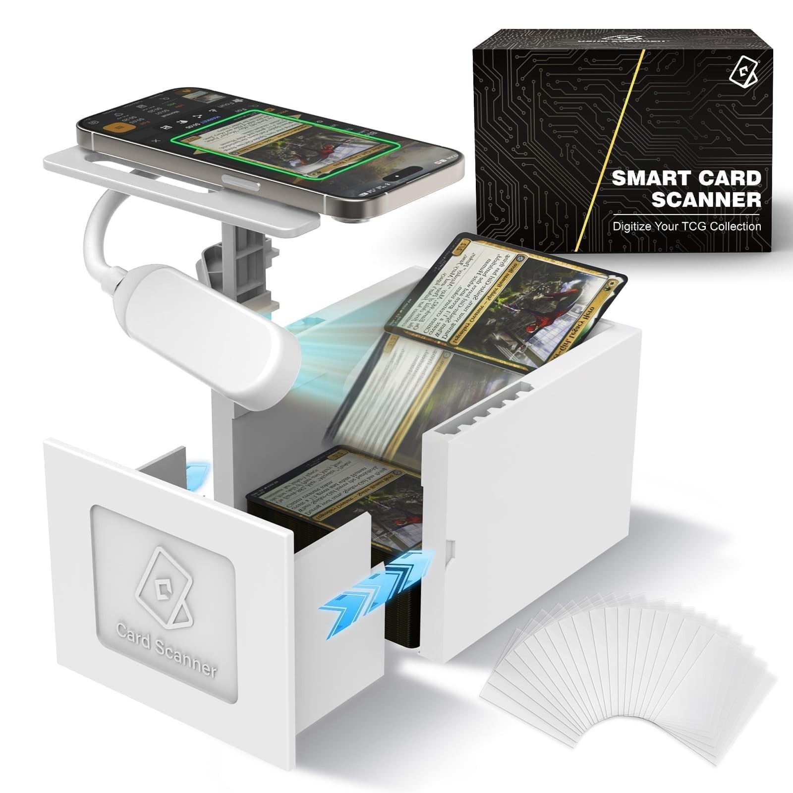 Card Scanner Stand LED Light Hands-Free for TCG MTG & Sports Cards Gift Box
