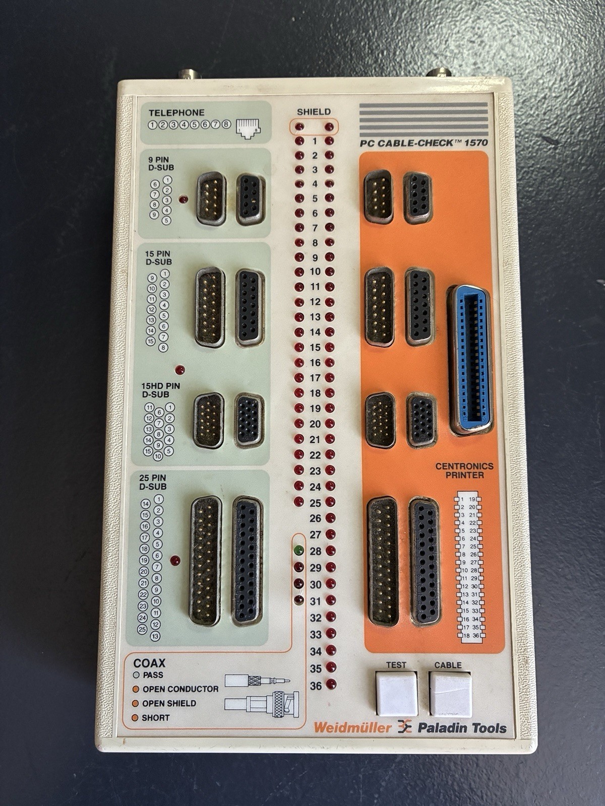 Weidmuller Paladin Tools PC CABLE-CHECK 1570 Cable Tester BNC RJ45 Serial Tested