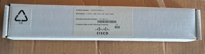 Cisco AIR-ANT2450V-N Aironet 2.4GHz 5.0dBi N-Connector Omnidirectionall