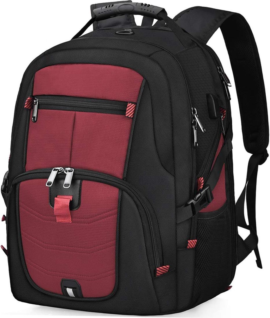 NUBILY Laptop Backpack 17 Inch Waterproof Extra Large TSA Red-17.3 