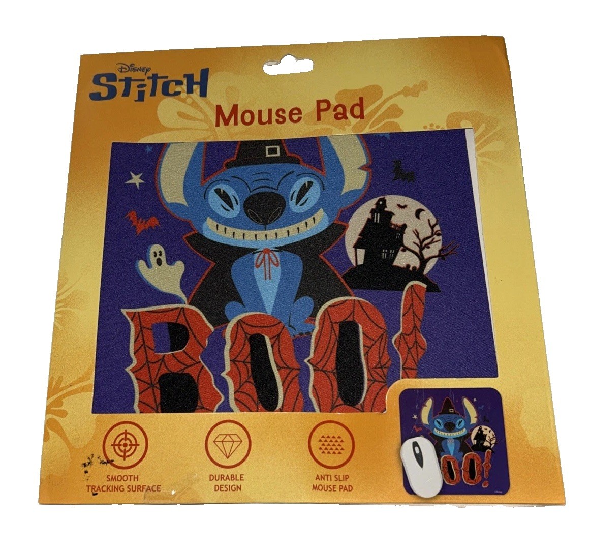 Disney Lilo & Stitch Halloween Vampire Boo Mouse Pad Non Slip 8.5x8.5 New
