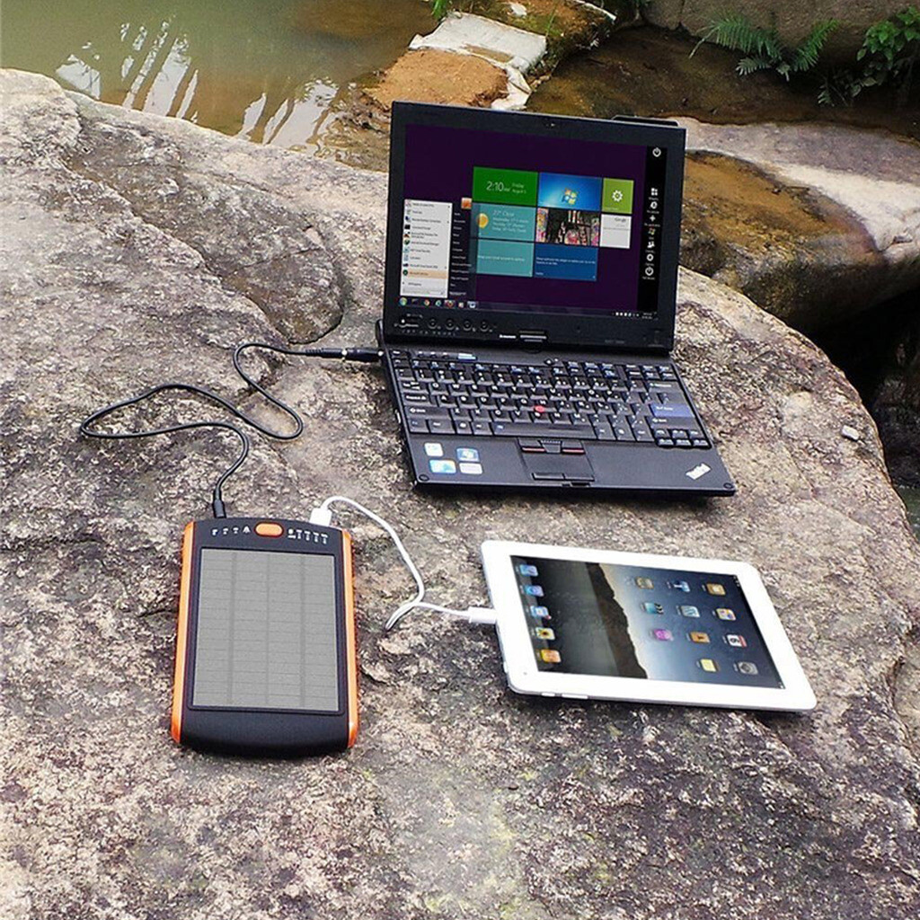 Solar Panel Charger Mobile Power Bank w/ Flashlight 23000mAh for Laptop Notebook