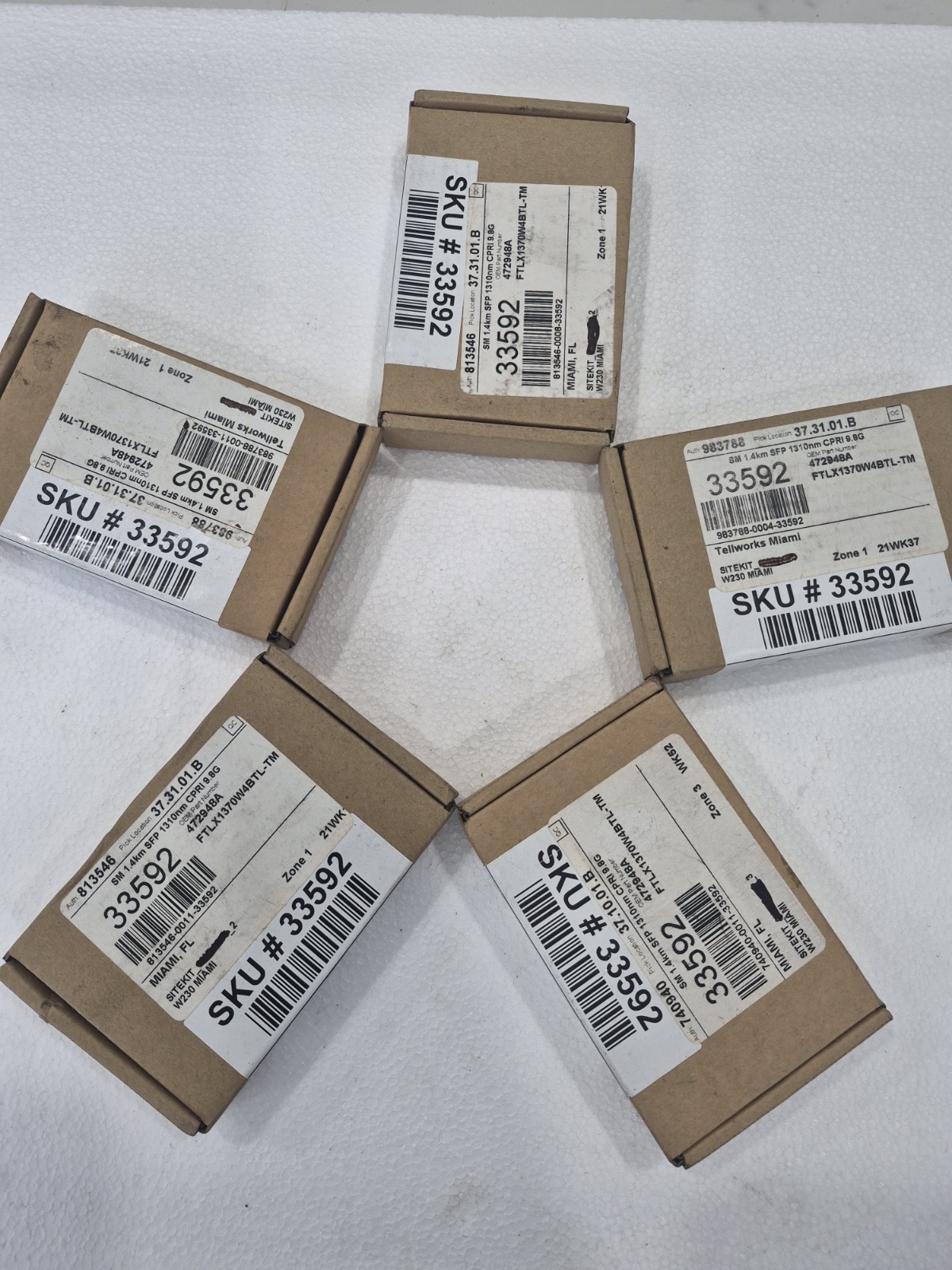 Lot Of 5 New Finisar FTLX1370W4BTL-TM 10G Transceiver Module SKU #33592 