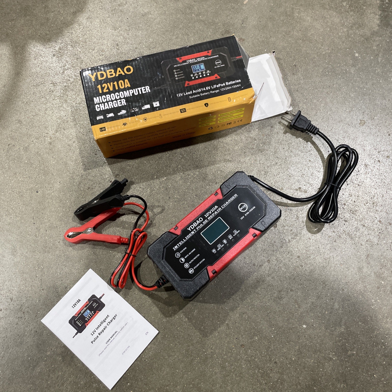 YDBAO 12V 10A Smart Car Battery Charger Fully Automatic