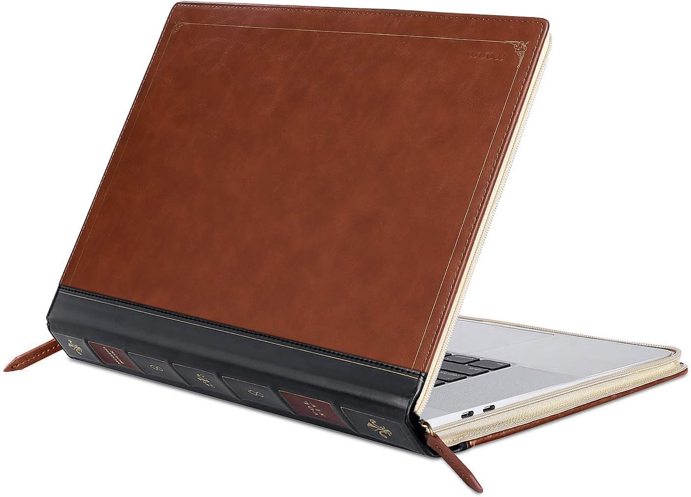 Laptop Sleeve Case Bag, PU Leather Zippered Protective Cover for MacBook Pro 16